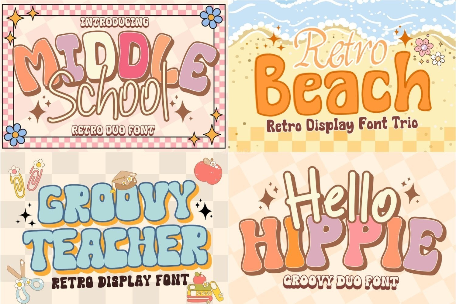 44款可爱迷幻复古英文艺术字体合集